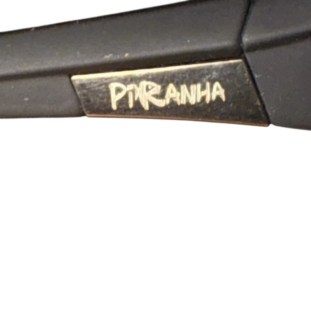 Piranha Mens Black Wrap Around Sport Sunglasses Blue Mirrored Lens Outdoor